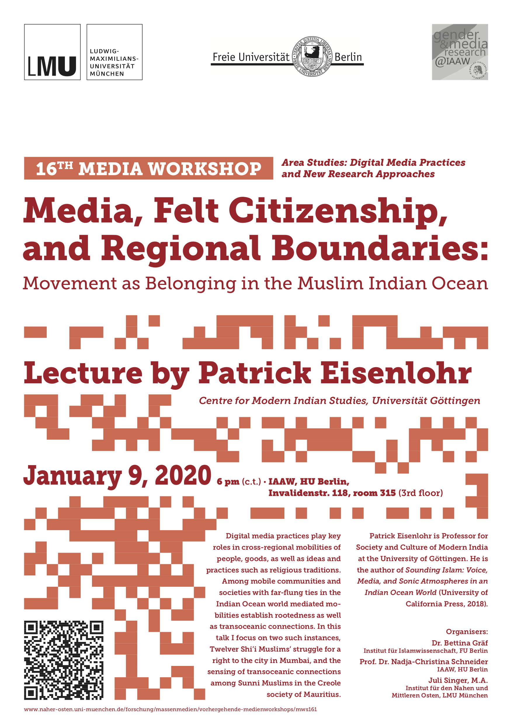Plakat Medienworkshop Lecture Patrick Eisenlohr