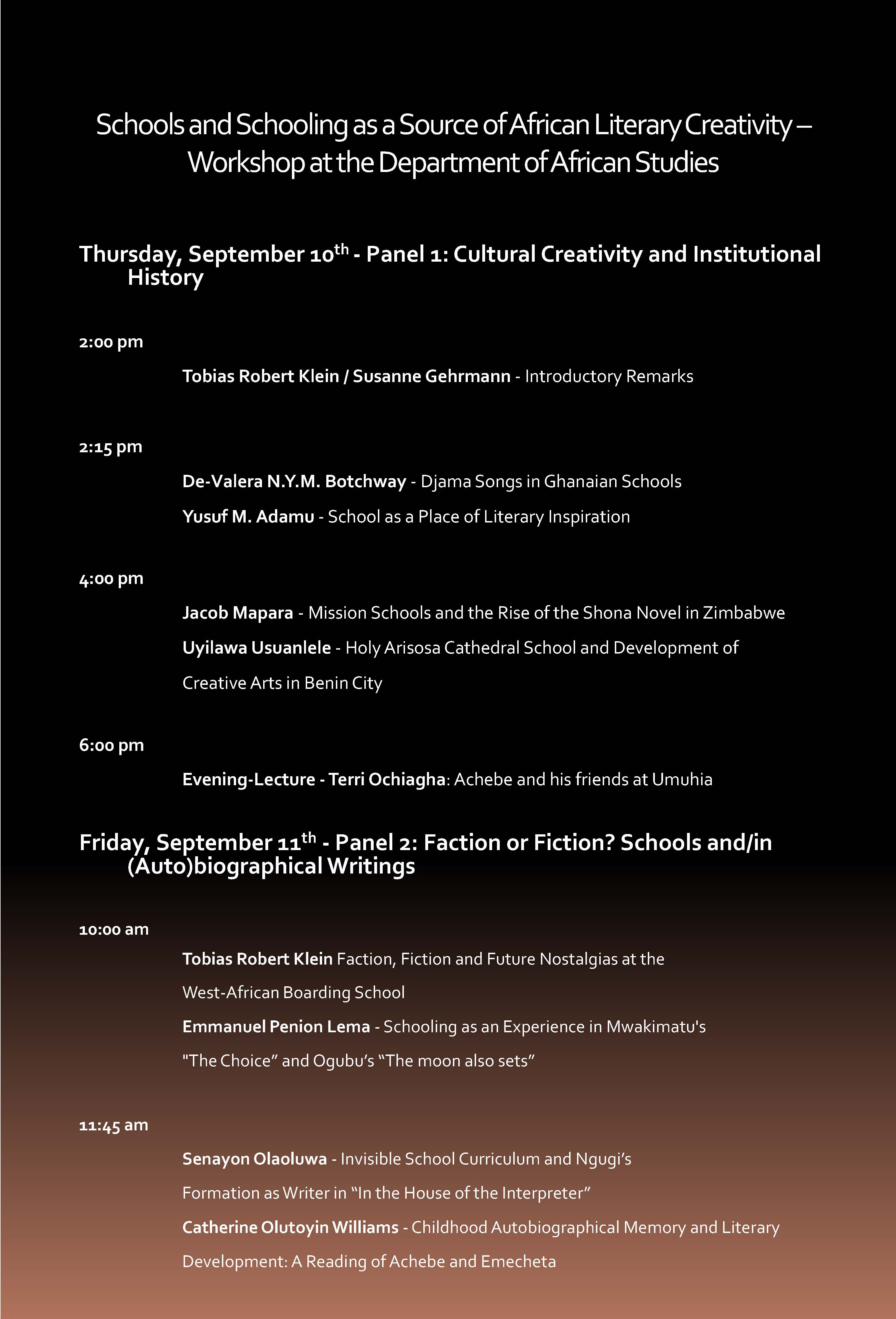 Schools and Schooling as a Source of African Literary and Cultural Creativity 2