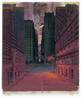 AKIRA, cut no. 207, final production background. Based on the graphic novel “AKIRA” by Katsuhiro Otomo. First published by “Young Magazine”, Kodansha Ltd. © 1988 MASH • ROOM / AKIRA COMMITTEE All Rights Reserved. Image courtesy of Riekeles Gallery AKIRA, cut no. 207, final production background. Based on the graphic novel “AKIRA” by Katsuhiro Otomo. First published by “Young Magazine”, Kodansha Ltd. © 1988 MASH • ROOM / AKIRA COMMITTEE All Rights Reserved. Image courtesy of Riekeles Gallery