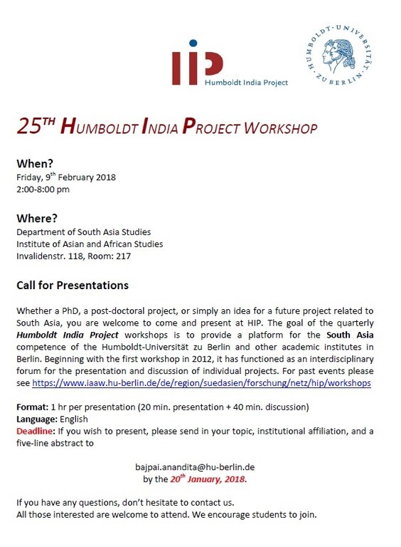 25th HIP Workshop Call for Presentations