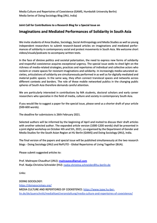 BUA RePLITO & Doing Sociology Call for Contributions final