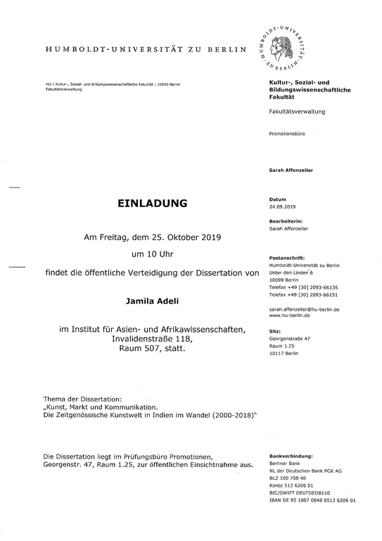 Einladung Disputation Adeli