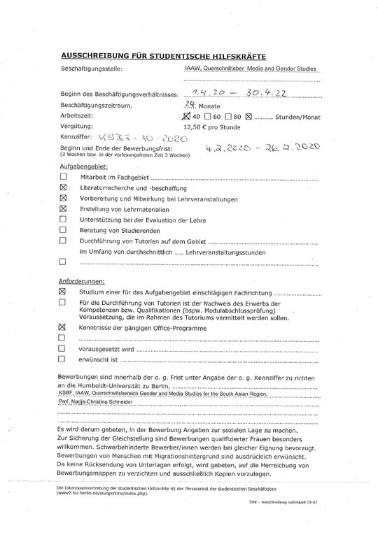 SHK Ausschreibung KSBF 10 2020