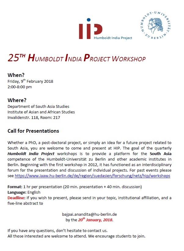 25th HIP Workshop Call for Presentations