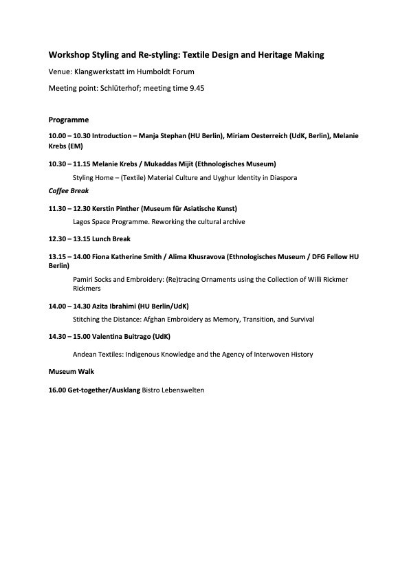 Programm Workshop Re-Styling