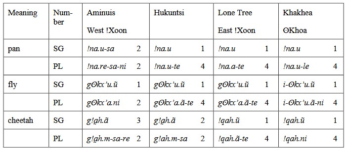 230516 Güldemann-Nominal system Taa, table.jpg